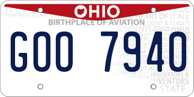 OH license plate GOO7940