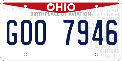 OH license plate GOO7946