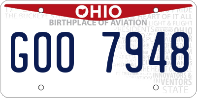 OH license plate GOO7948