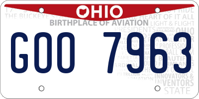 OH license plate GOO7963