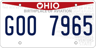 OH license plate GOO7965