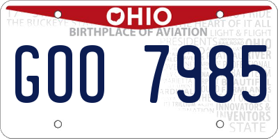 OH license plate GOO7985