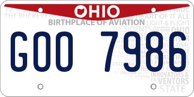 OH license plate GOO7986