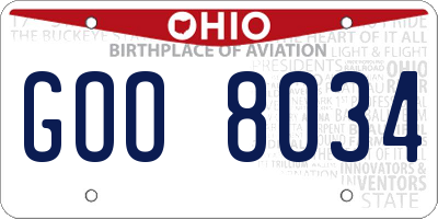 OH license plate GOO8034