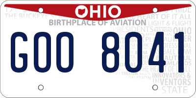 OH license plate GOO8041