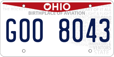 OH license plate GOO8043
