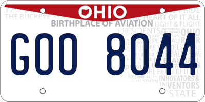 OH license plate GOO8044
