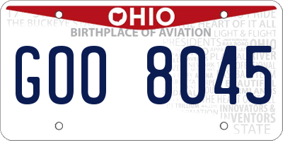 OH license plate GOO8045