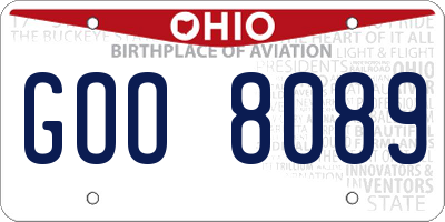 OH license plate GOO8089