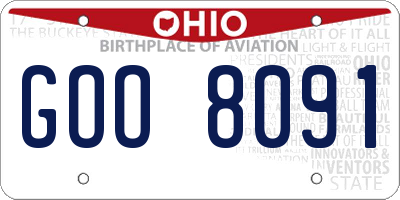 OH license plate GOO8091