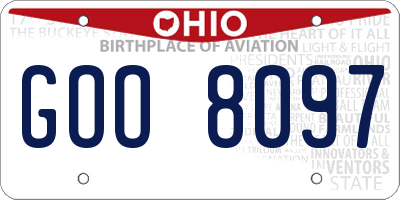 OH license plate GOO8097