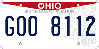 OH license plate GOO8112