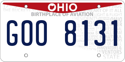 OH license plate GOO8131