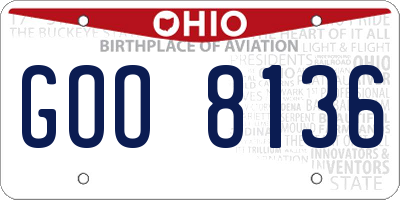 OH license plate GOO8136