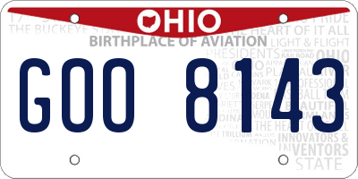 OH license plate GOO8143