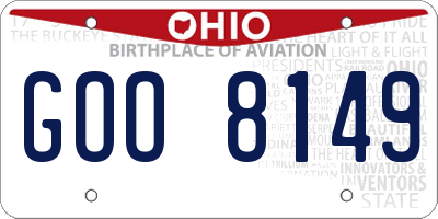 OH license plate GOO8149