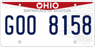 OH license plate GOO8158