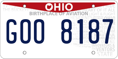 OH license plate GOO8187