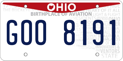 OH license plate GOO8191