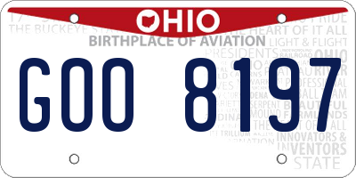 OH license plate GOO8197