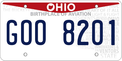 OH license plate GOO8201