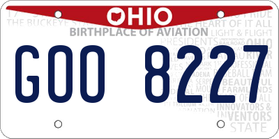 OH license plate GOO8227
