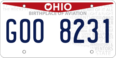 OH license plate GOO8231