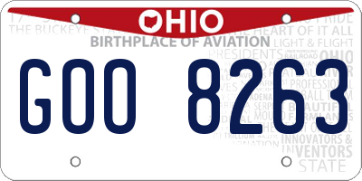 OH license plate GOO8263