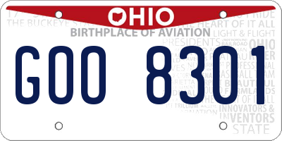 OH license plate GOO8301