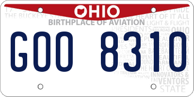 OH license plate GOO8310