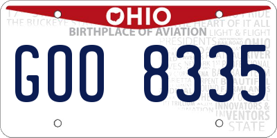 OH license plate GOO8335