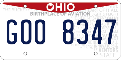 OH license plate GOO8347