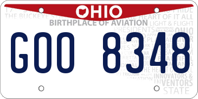 OH license plate GOO8348