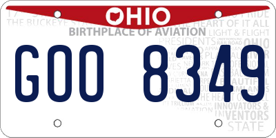 OH license plate GOO8349