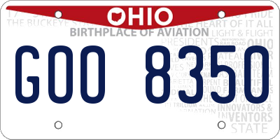 OH license plate GOO8350