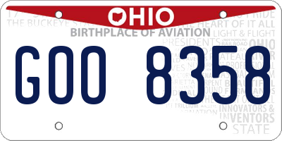 OH license plate GOO8358