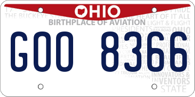 OH license plate GOO8366