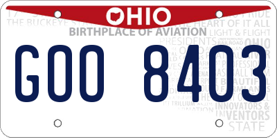 OH license plate GOO8403