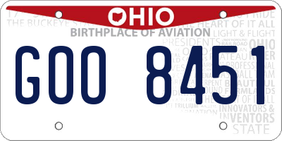 OH license plate GOO8451