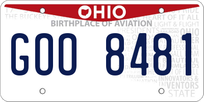 OH license plate GOO8481
