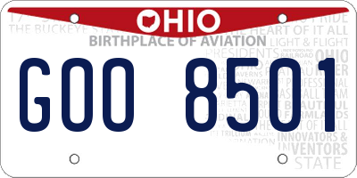 OH license plate GOO8501