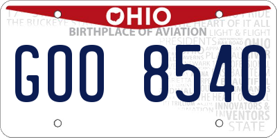OH license plate GOO8540
