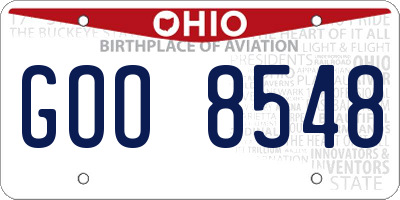 OH license plate GOO8548