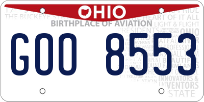OH license plate GOO8553
