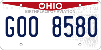 OH license plate GOO8580