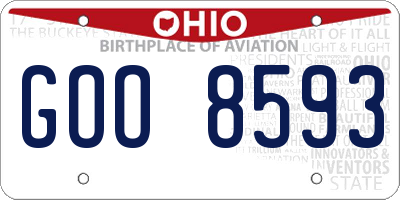OH license plate GOO8593