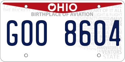 OH license plate GOO8604