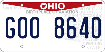 OH license plate GOO8640