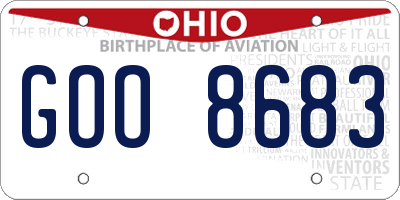 OH license plate GOO8683