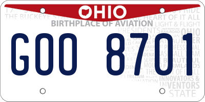 OH license plate GOO8701